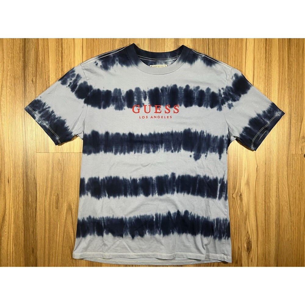 GUESS Los Angeles Men's Short Sleeve T-Shirt Small Blue Tie Dye Cotton